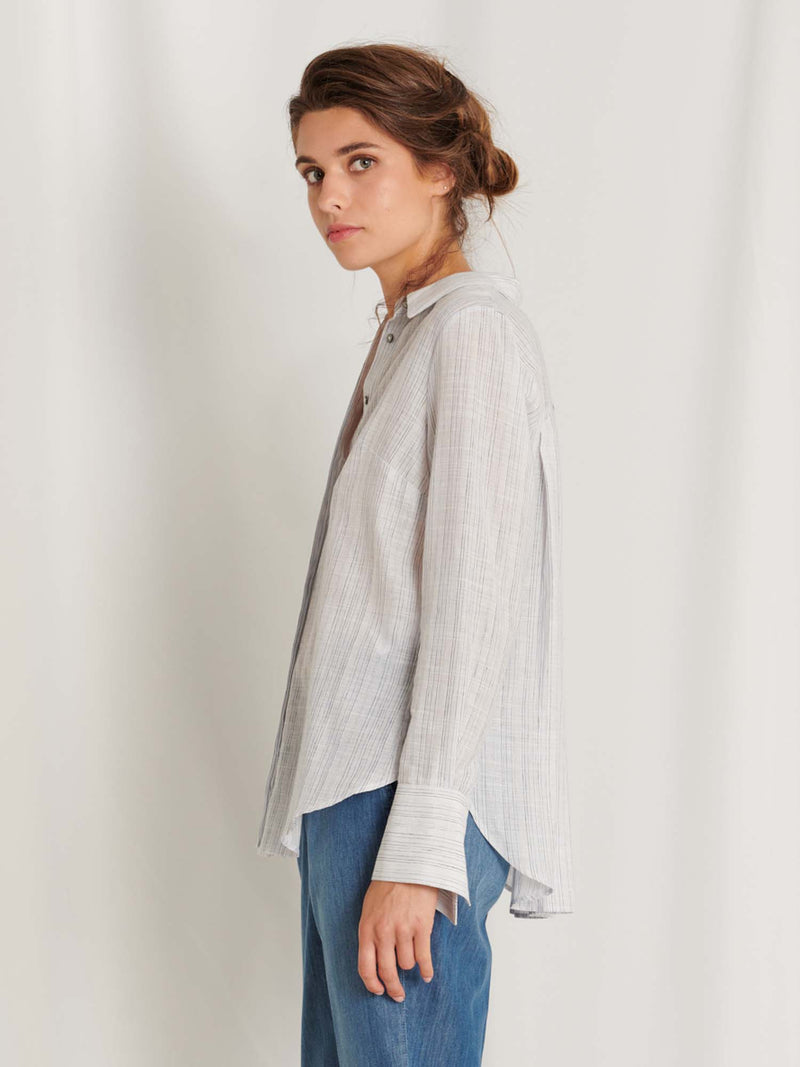 Danae Classic Pinstripe Blouse Indigo