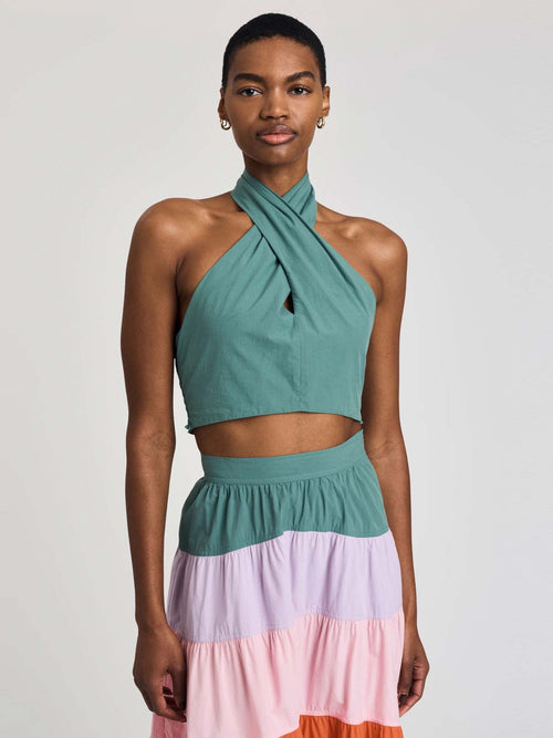 Derek Lam Chaya Halter Crop Top Jade