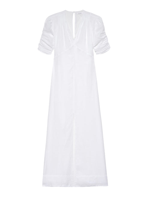 Frame Shirred Sleeve Maxi Dress Blanc