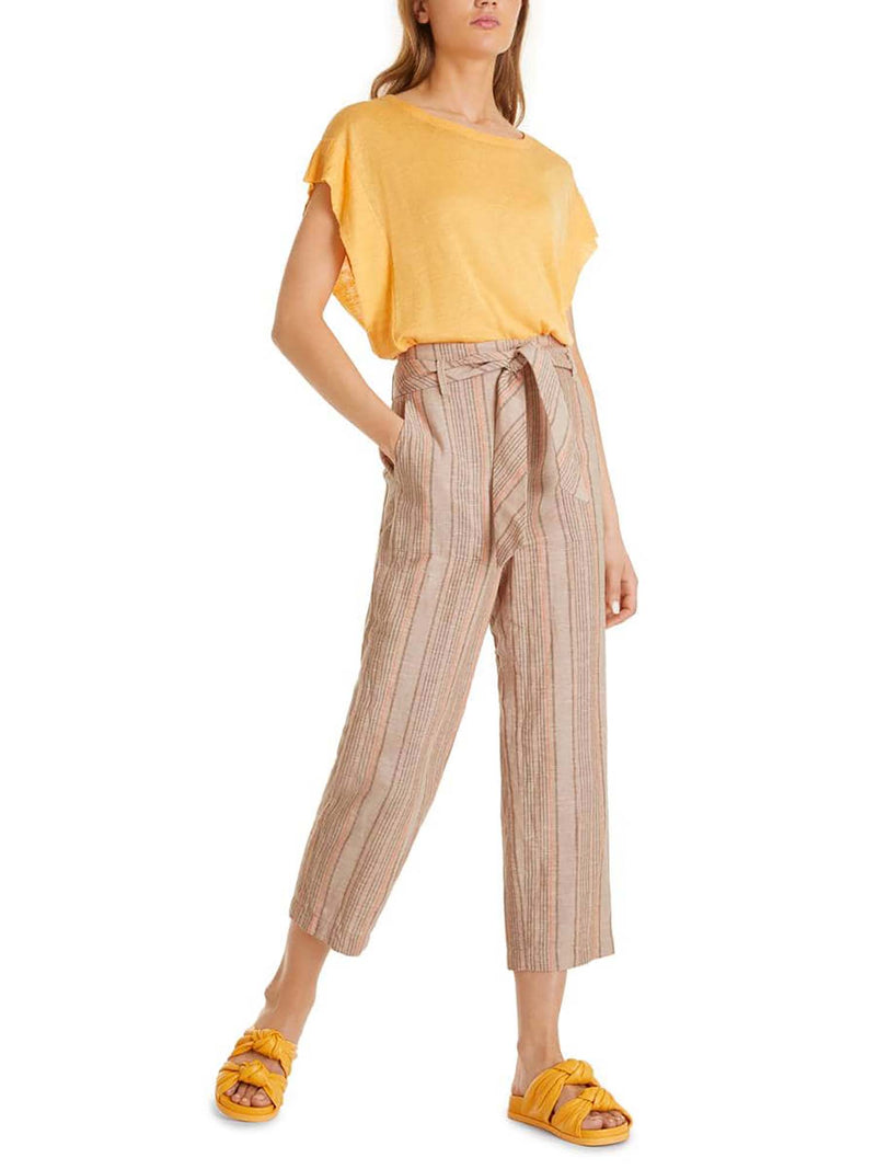 Marc Cain Collection Paperbag Pants in Linen Blend Granola