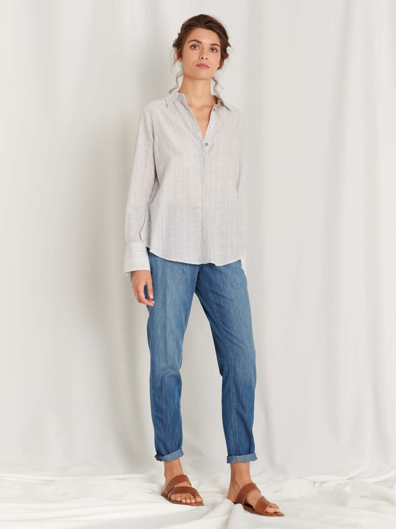 Danae Classic Pinstripe Blouse Indigo
