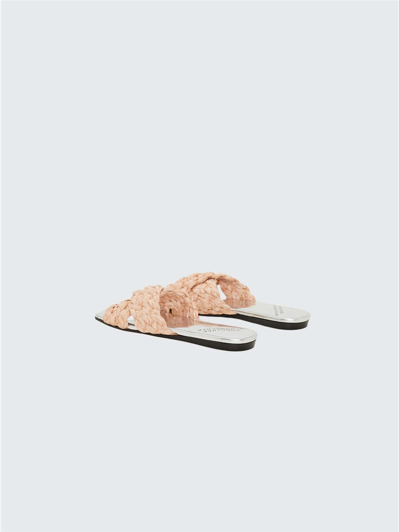 Dorothee Schumacher Chic Contrast Flat Sandal Beige Silver Mix