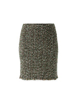 Marc Cain Mini Skirt in Stretchy Seamless Knit with Fringes Black