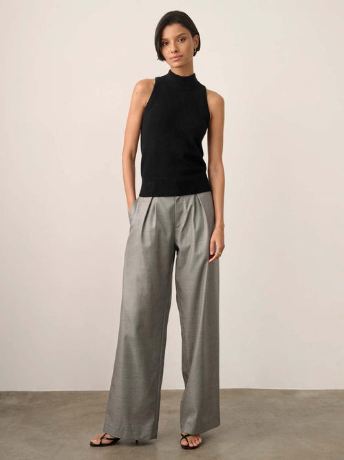 White + Warren Sleeveless Turtleneck Black