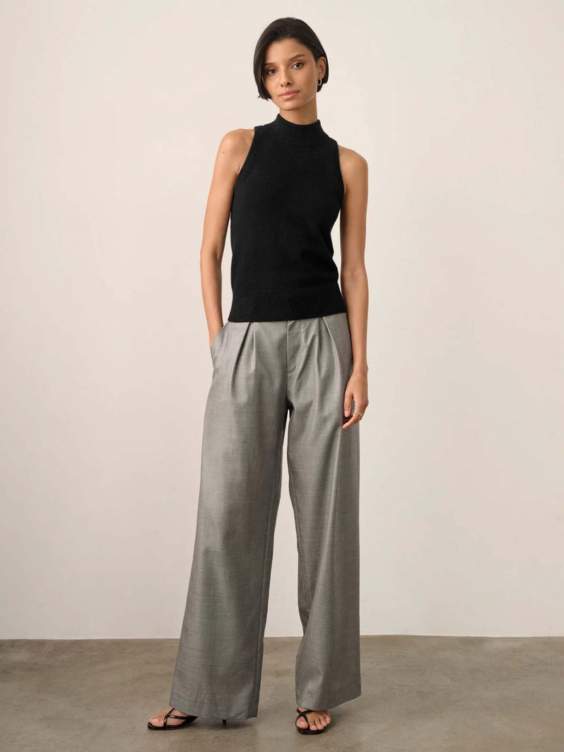 White + Warren Sleeveless Turtleneck Black