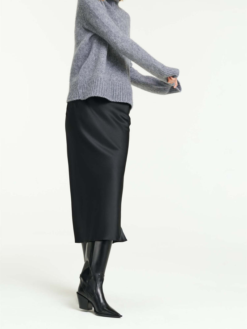 Dorothee Schumacher Sense of Shine Midi Skirt Bias Cut Black