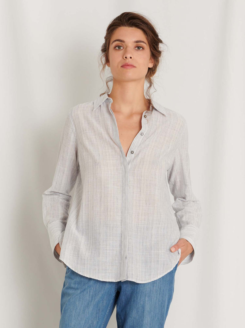 Danae Classic Pinstripe Blouse Indigo