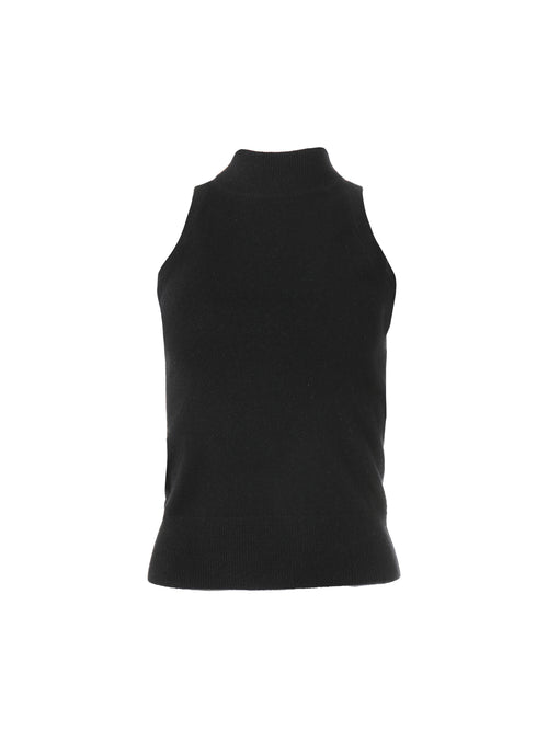 White + Warren Sleeveless Turtleneck Black