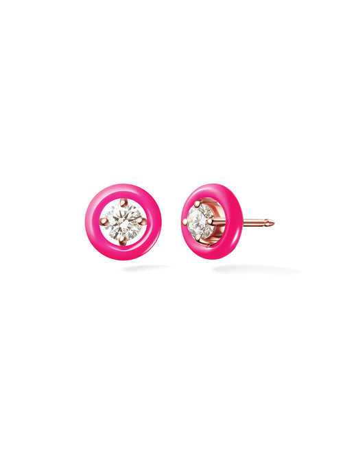 Melissa Kay Sylvie Stud Earrings Neon Pink Enamel