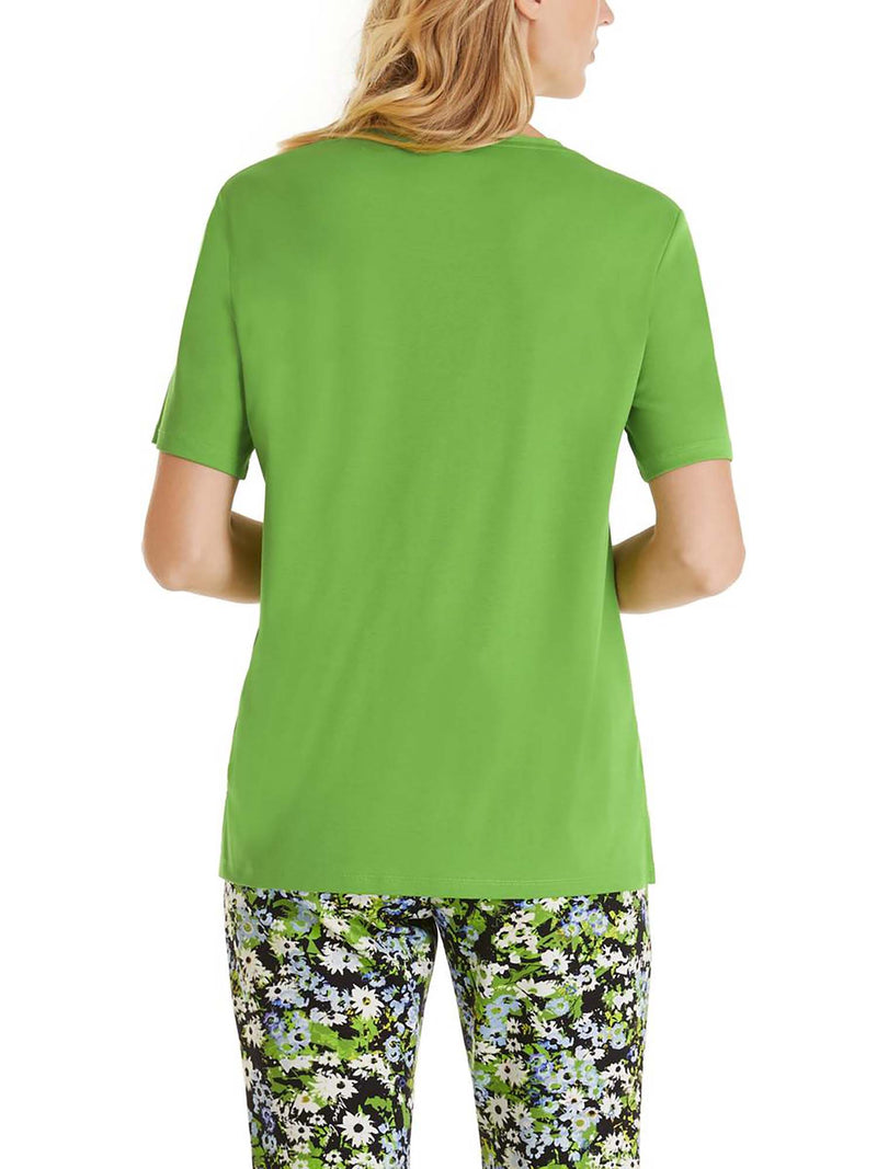Marc Cain Cotton T-shirt with Silk Edging Granny Smith