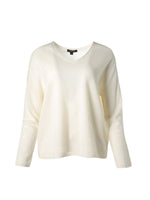 Repeat Organic Cash Knitted V-neck Pullover Cream