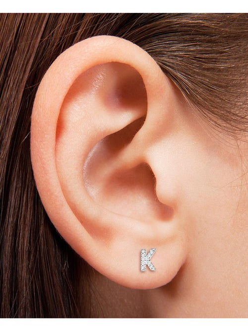 Maya J Diamond Initial 14K White Gold Stud Earring (Single) - Special Order