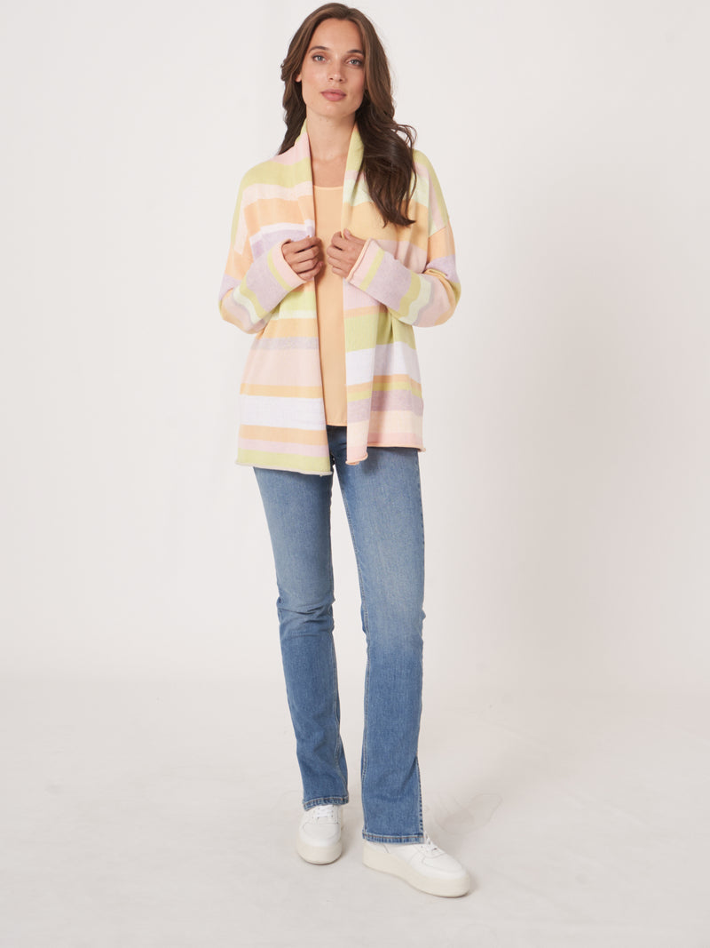 Repeat Open Cotton Knitted Cardigan Glow Multi
