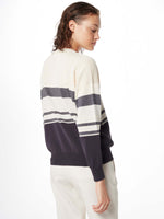 Peserico Stripe Lurex Sweater Shadow Blue Antique White