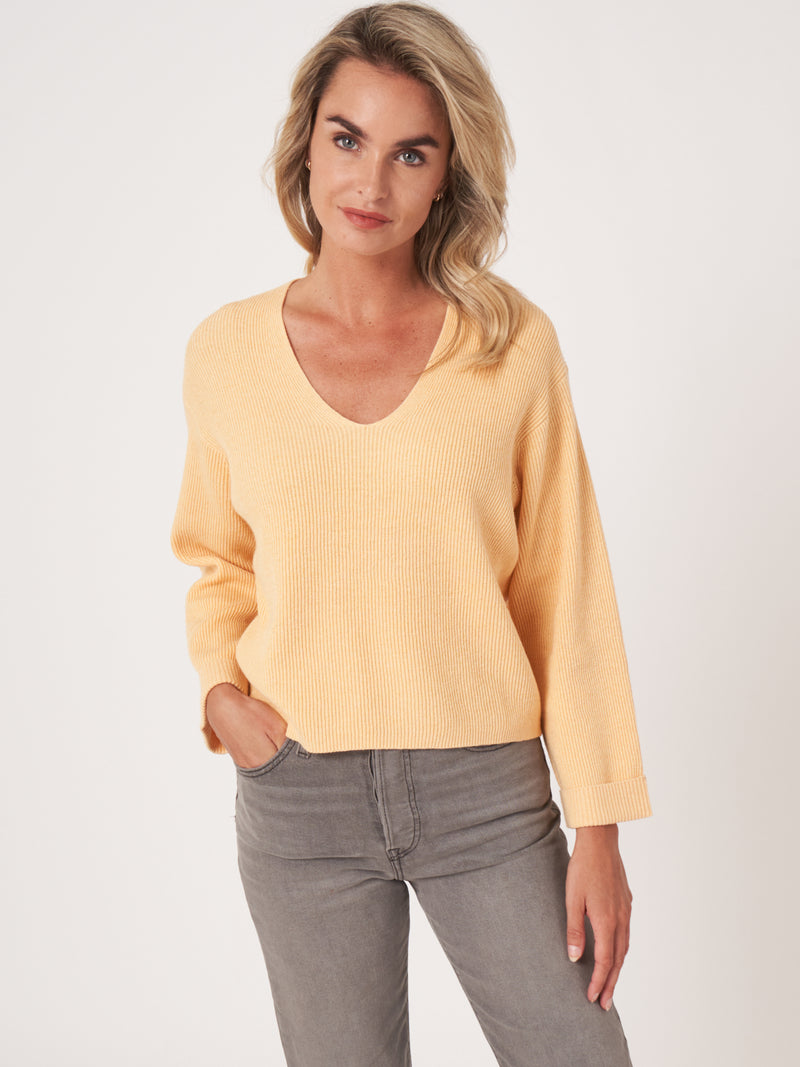 Repeat Vneck Knitted Pullover Glow