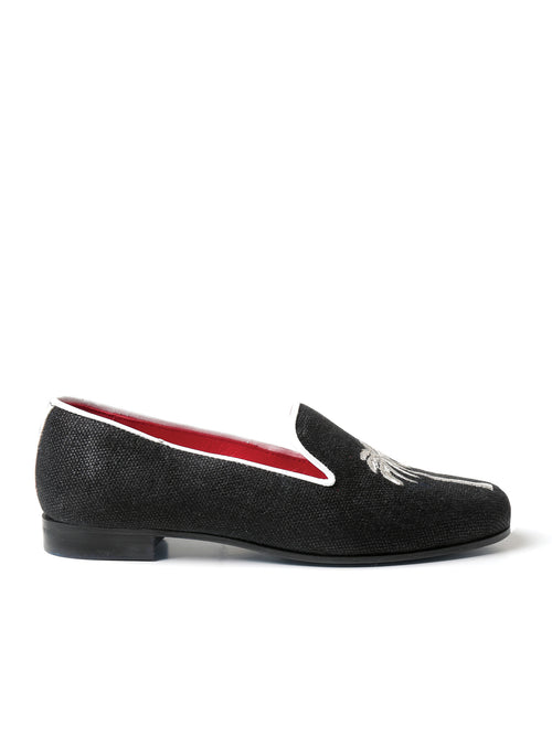 Hangar9 Audrey Smoking Slipper With Palm Embroidery Loafer 