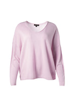 Repeat Organic Cash Knitted V-neck Pullover Lavender