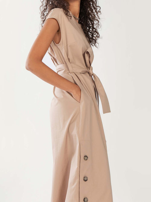 Peserico Cotton Midi Dress with Button Detail
