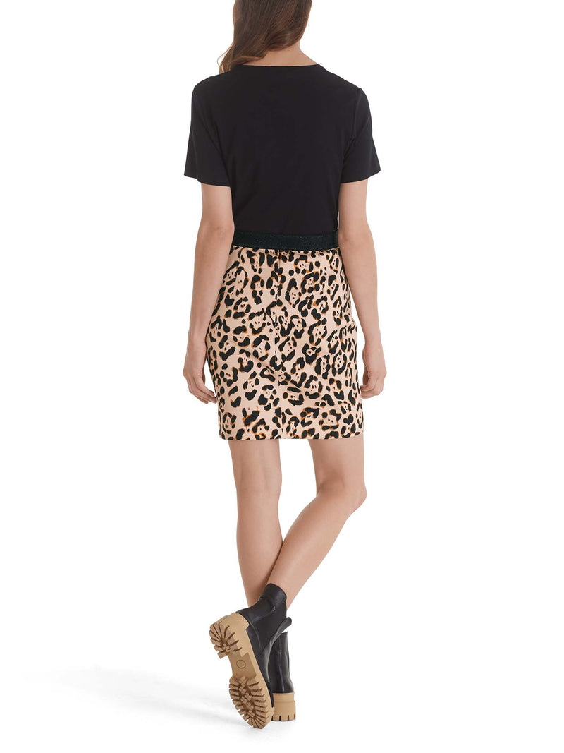 Marc Cain Soft Jersey Skirt in a Leopard Print Sandy Beige 