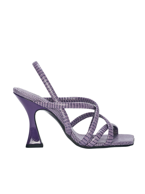 Dorothee Shcumacher Textured Luxe Heeled Sandal Wild Orchid Lilac