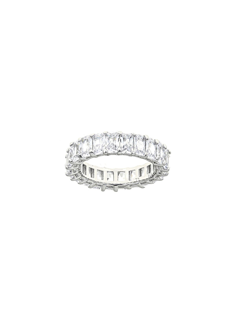 Maya J Emerald Cut Eternity Ring Clear