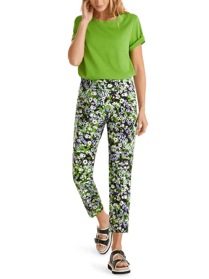 Marc Cain Cotton T-shirt with Silk Edging Granny Smith