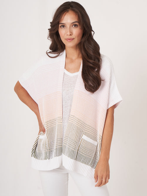 Repeat Cotton Knitted Poncho Multicolor