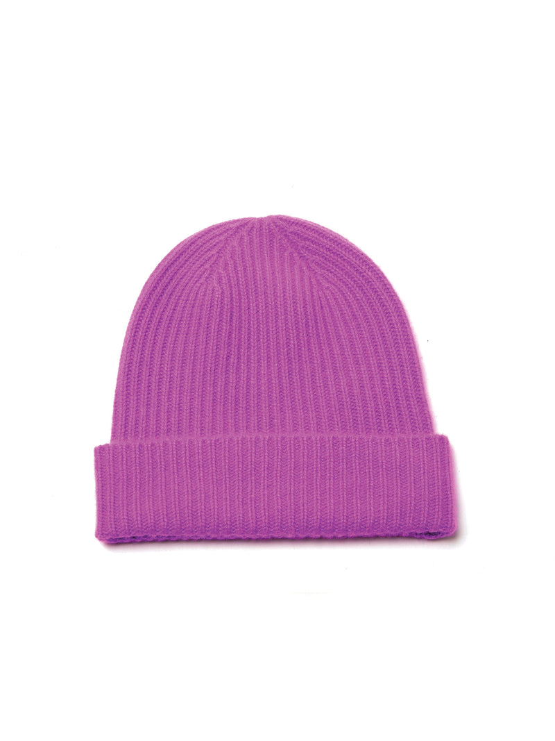 Ribbed Hat in Organic Cashmere Violet