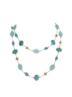 Margo Morrison Sleeping Beauty Turquoise, Chalcadony and Vermeil Bead Long Necklace Sterling Sivler