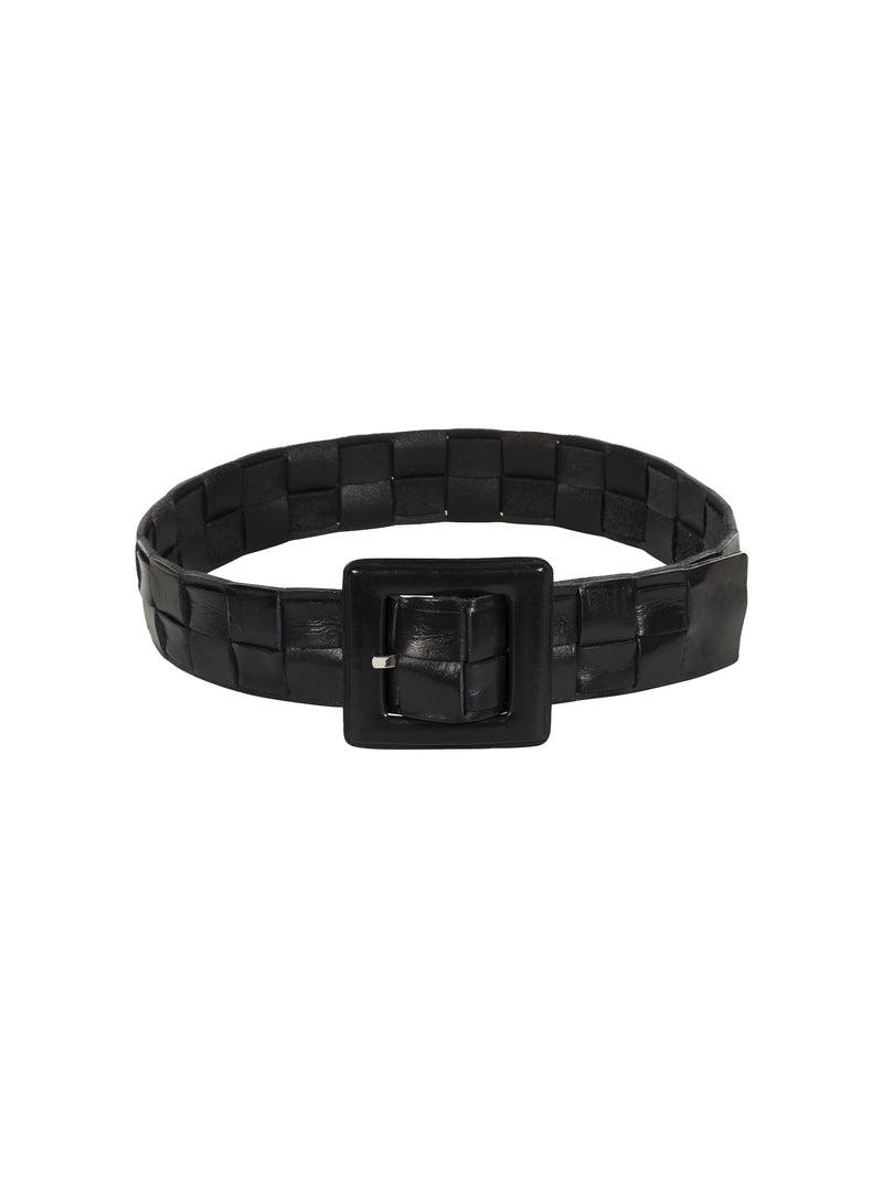 Gavazzeni Dafne Braided Leather Belt Black
