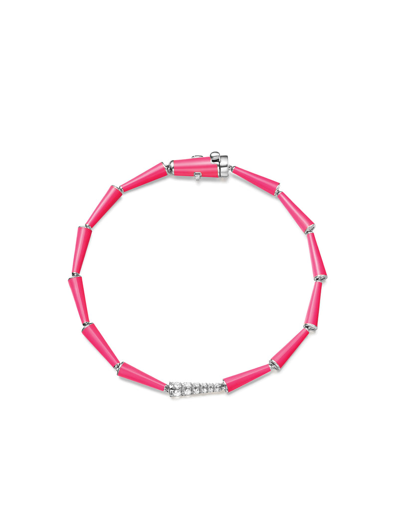 Melissa Kaye Lola Linked Bracelet Neon Pink Enamel