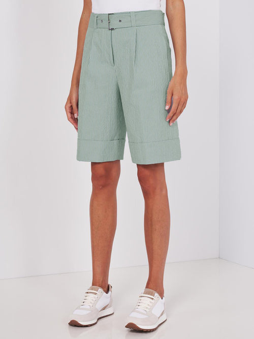 Peserico Pleated Shorts in Cotton Stretch