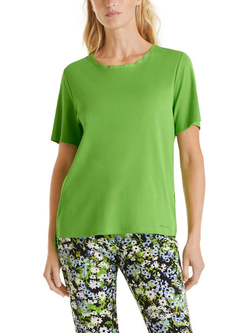 Marc Cain Cotton T-shirt with Silk Edging Granny Smith
