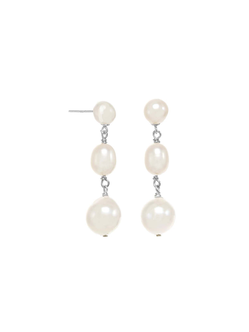 Margo Morrison Petite White Baroque Pearl Combination Earrings