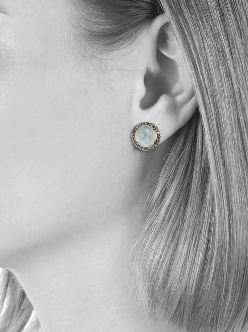 Margo Morrison Faceted Lapis and Diamond Stud Earrings