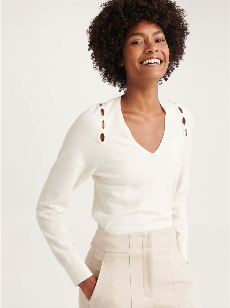 Dorothee Schumacher Essential Ease Pullover Long Sleeve Camellia White