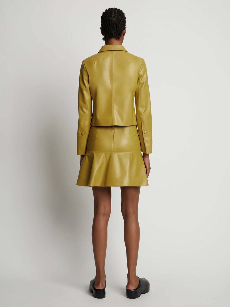 Proenza Schouler Leather Ruffle Mini Skirt Sulphur