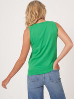 Repeat Organic Cotton Blend Slipover Sweater Vest Green