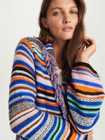 Dorothee Schumacher Plaid Inspiration Coat with Fringes Colourful Stripes