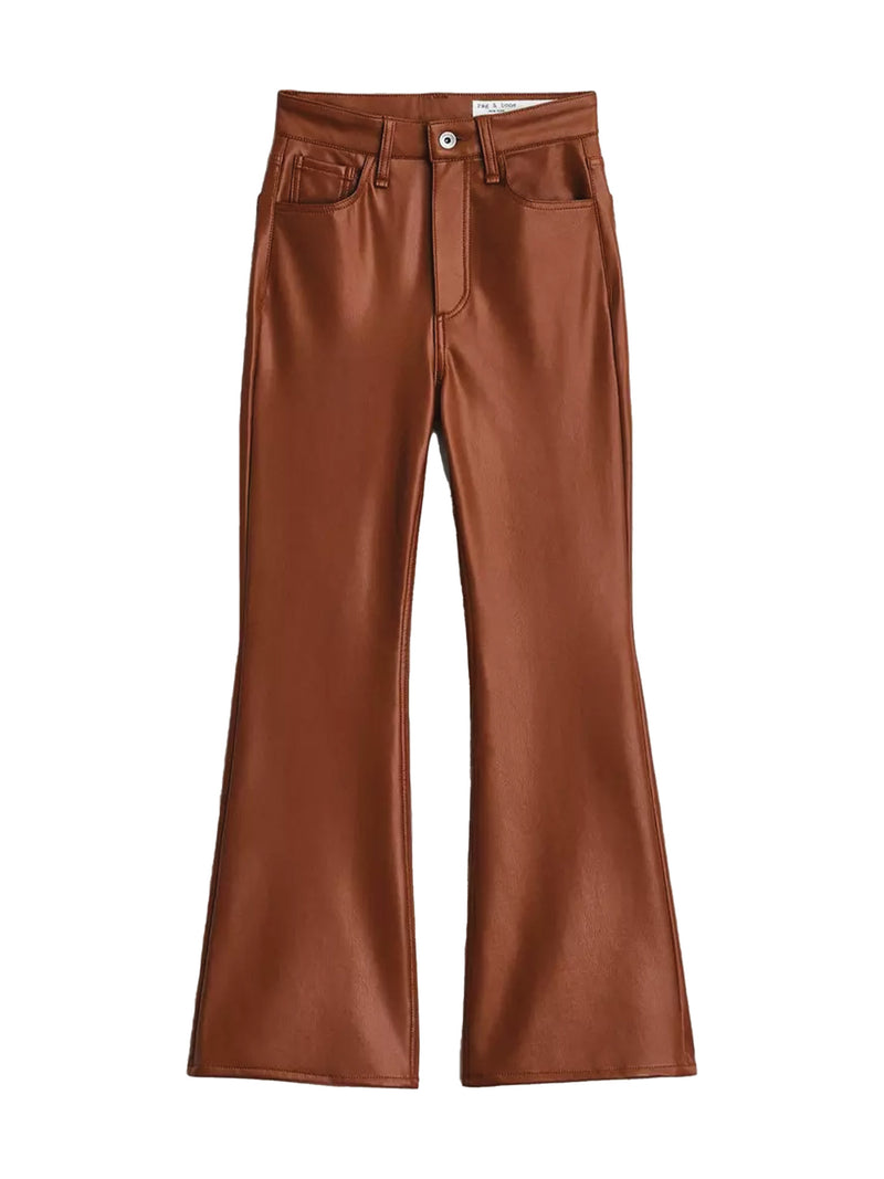Rag & Bone Casey Faux Leather Flare Putty Brown
