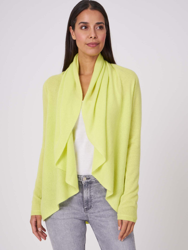 Repeat Cashmere Cardigan with Shawl Neck Lime