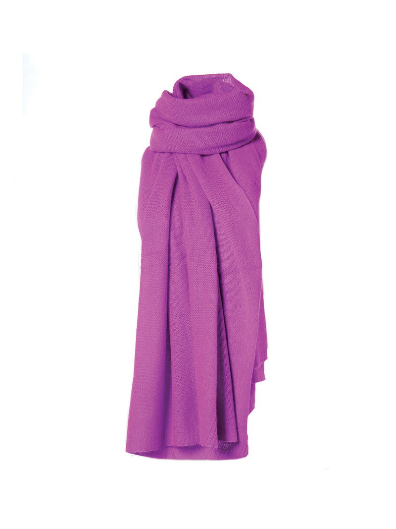 Repeat Loose Knit Organic Cashmere Scarf with Rib Detail Violet