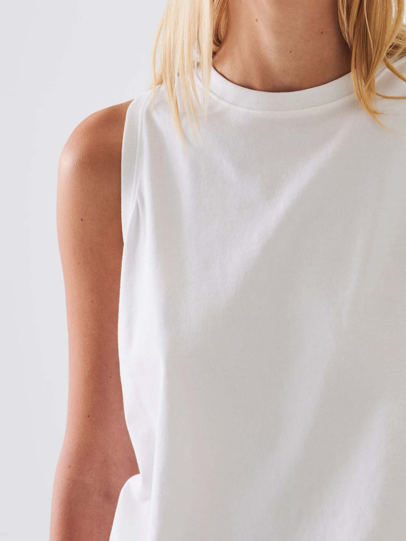 Women's White Pima Cotton Sleeveless Tank Top