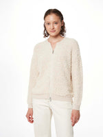 Peserico Tricot Cardigan with Flamed Cotton Yarn Antique White