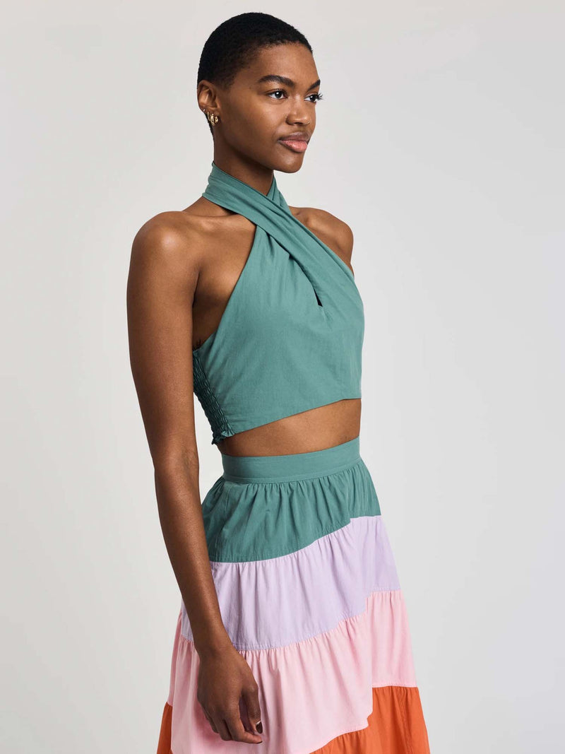 Derek Lam Chaya Halter Crop Top Jade