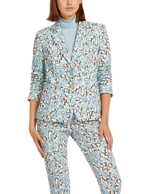 Marc Cain Fitted Blazer with All-Over Print Atmospheric Blue