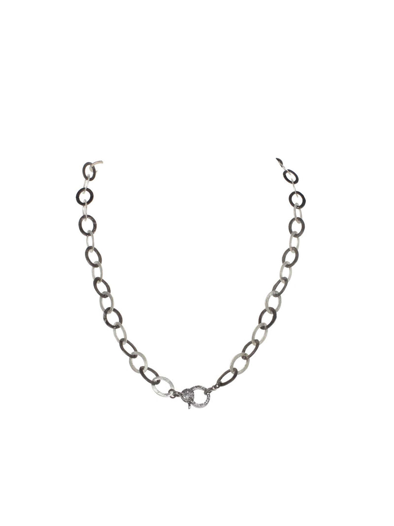Margo Morrison Matte Rhodium and Sterling Silver Flat Link 20" Necklace Sterling Silver