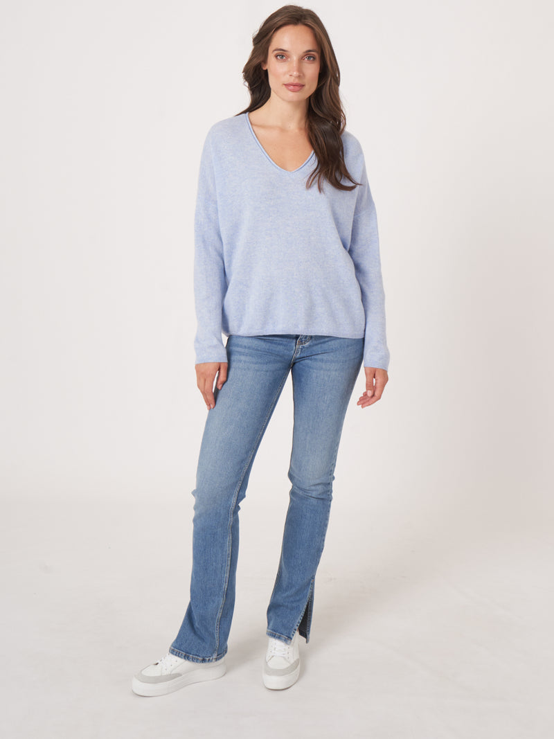 Repeat Organic Cash Knitted V-neck Pullover