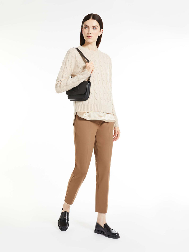 Max Mara Collection 3Pegno Pleated Jersey Trouser Camel