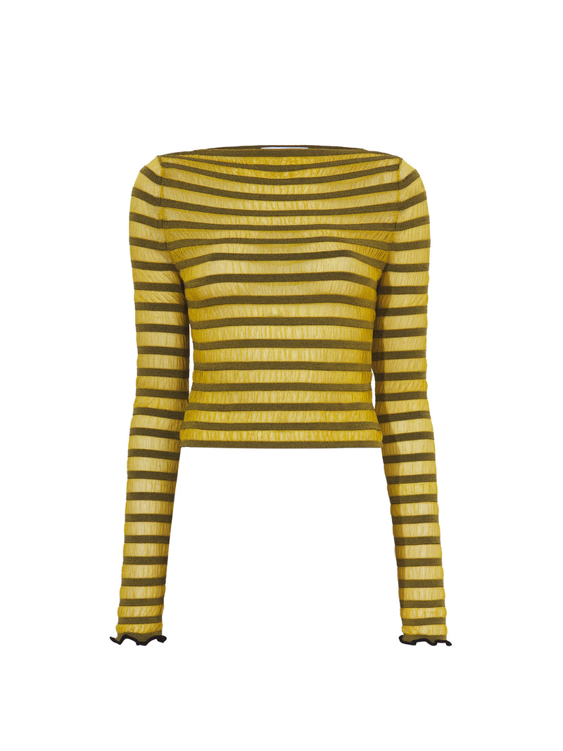 Proenza Schouler Sheer Stripe Sweater Sulphur/Black
